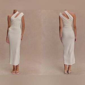 Meshki Anastasia One Shoulder Modal Midi Dress - Ivory, Small